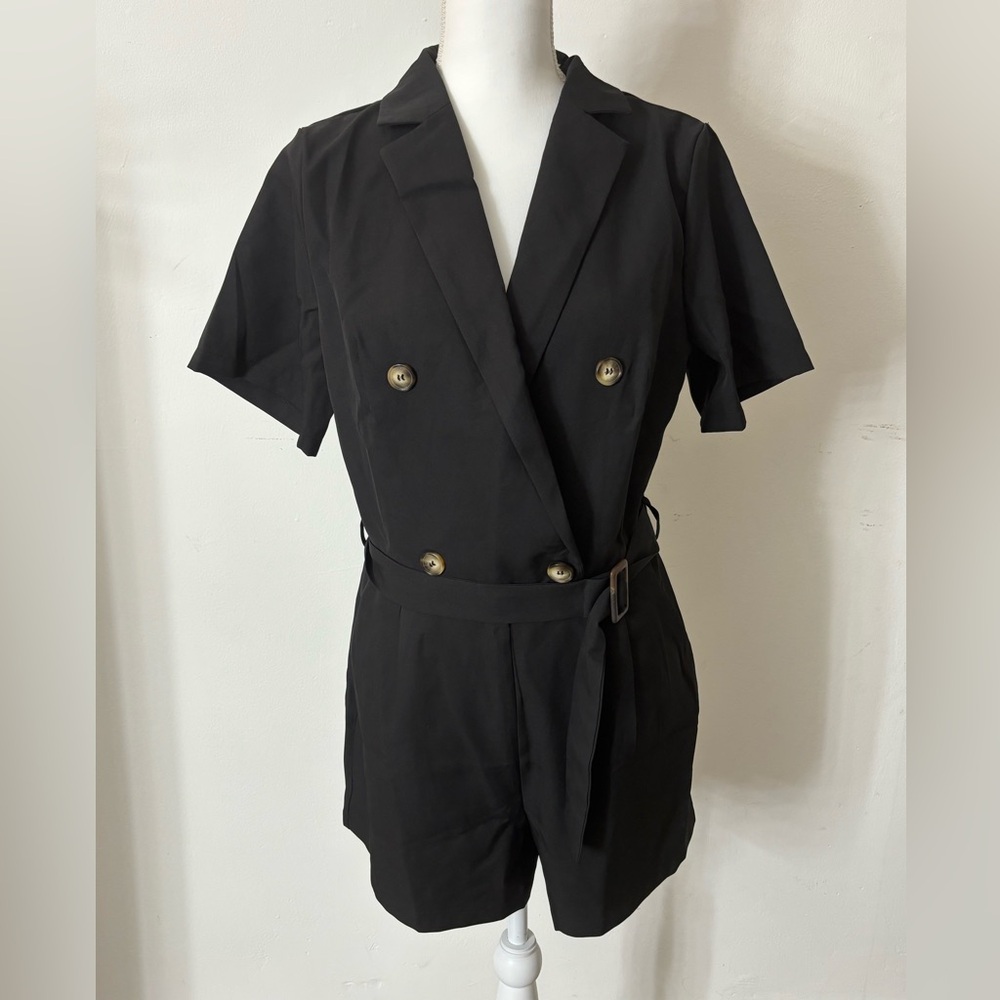 BRAND NEW- SHEIN Unity Lapel Neck Double Breasted Belted Romper